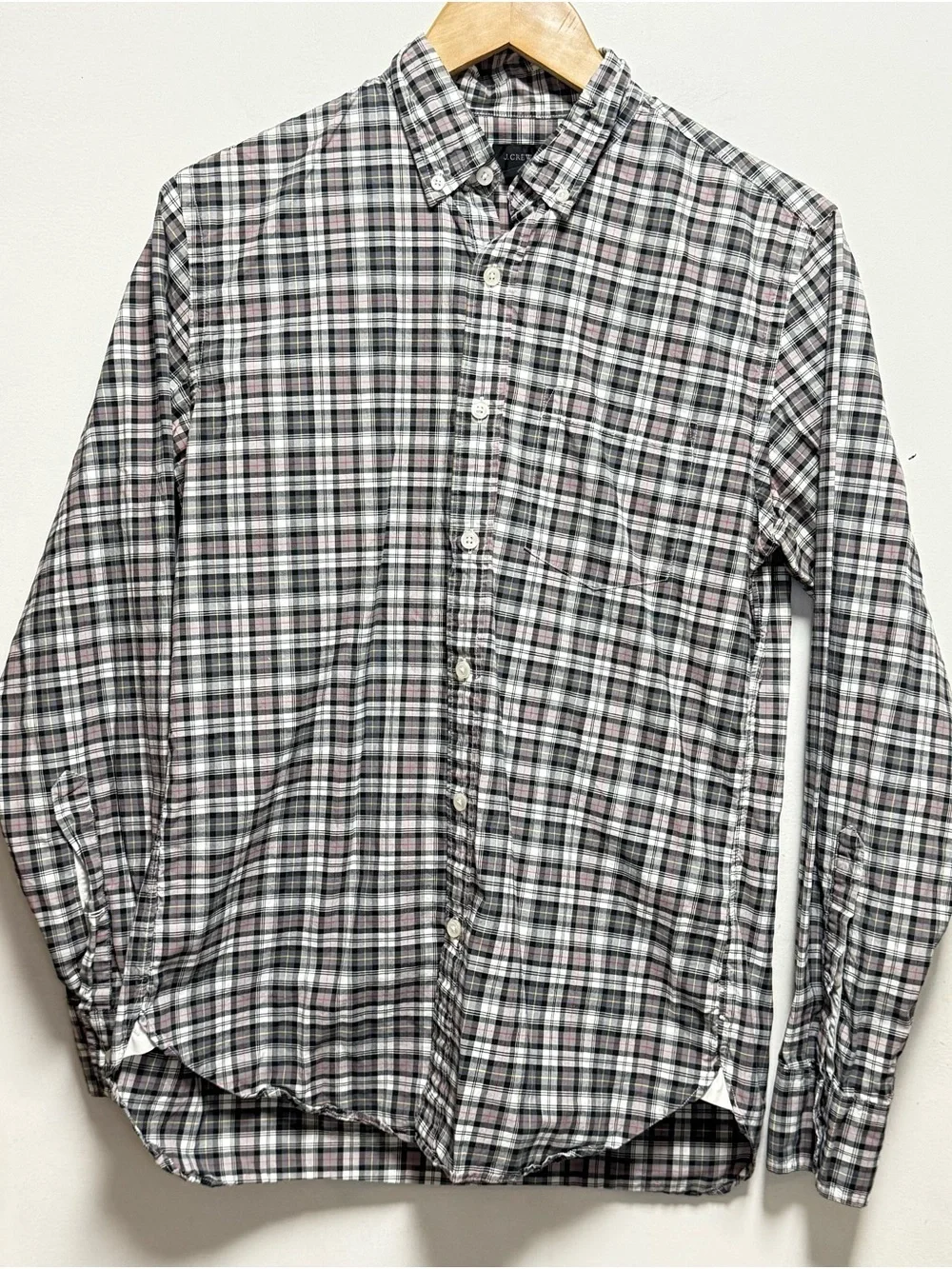 J. Crew Men's Plaid Button-Down Shirt — Black, White & Red